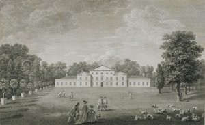 Vista del Palazzo di Kew dal prato, inciso da William Woollett (1735-85) 1763